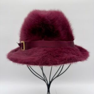 Kangol Design Burgundy Angora Fur Cloche Hat Made in England